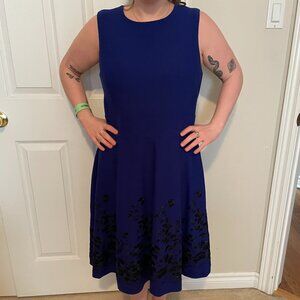 Royal blue sleeveless boat neck dress